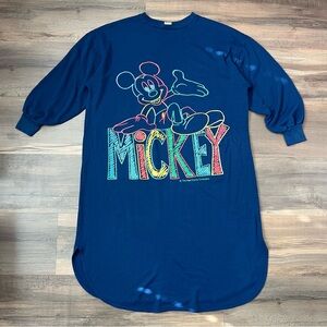 Vintage Disney Mickey Mouse Sleep Sweatshirt Night Shirt Blue Size Medium